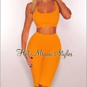 Mustard Two Piece Biker Short Set